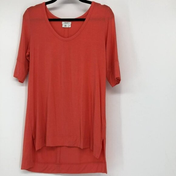 DKNY coral 1/3 short slit sleeves scoop neck t-shirt small - Picture 14 of 14
